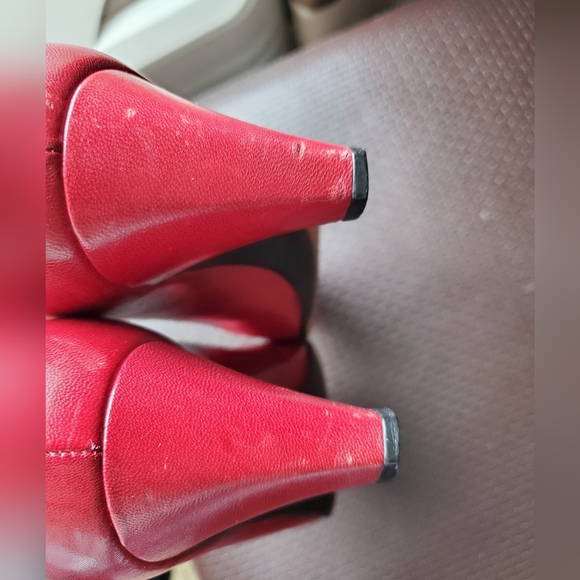 Vintage Yves Saint Laurent Burgundy Short Heels Size 7.5 Leather Sole Made Paris - Picture 10 of 11